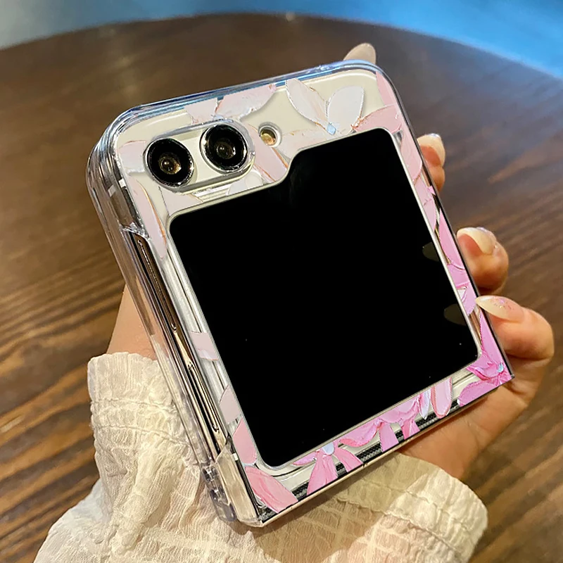 Floral Plants Pattern Clear Folding Phone Case Cover