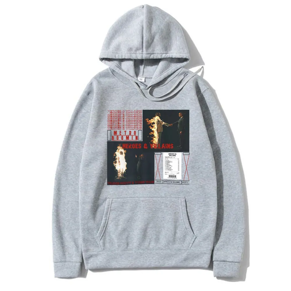 Awesome Rapper Metro Boomin Heroes & Villains Album Cover Print Hoodie Men Women Hip Hop Oversized Pullover Male Vintage Hoodies