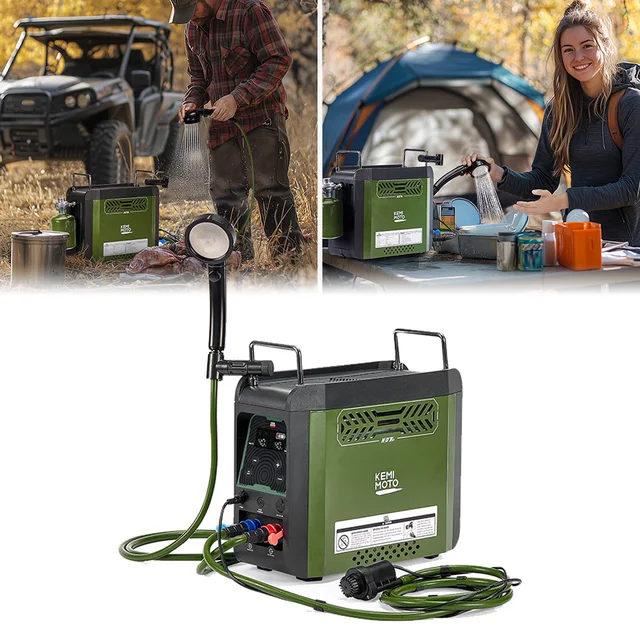 Douche portable pour UTV/ATV, chauffe-eau instantané 3s avec pompe, jusqu'à 100 min, 20 000 BTU, batterie rechargeable 4000 mAh 1