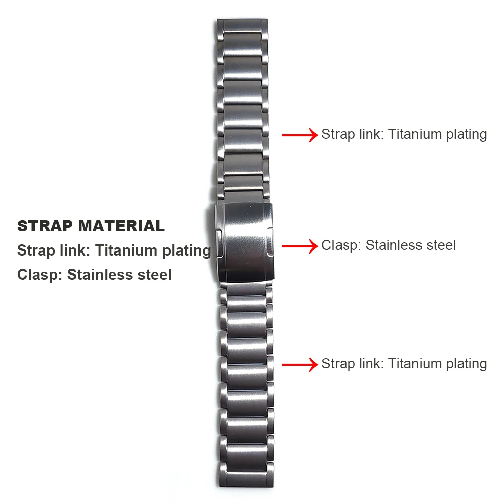 22mm Titanium Metal Strap for Huawei Watch 3/4 GT3 Pro Amazfit GTR 47mm Stainless Steel Bracelet for Samsung Galaxy Watch 45mm