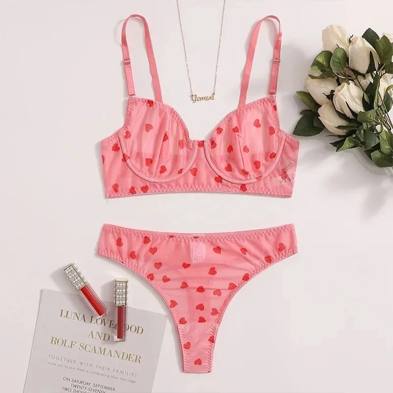 Ensemble de lingerie transparente pour femmes, sous-vêtements féminins, shorts de corps, soutien-gorge push-up, sous-vêtements sexy