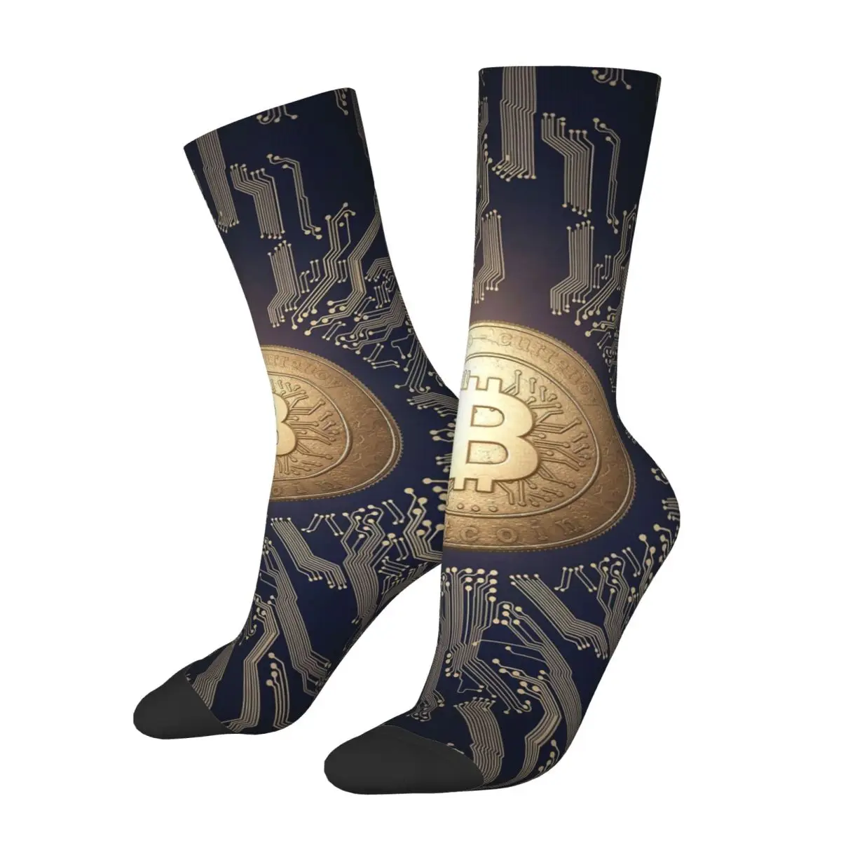 

Funny Men's Socks Money Sign Vintage Bitcoin Virtual Encrypted Digital Currency Hip Hop Crazy Crew Sock Gift Pattern Printed