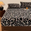 WOSTAR Fluffy rabbit plush elastic fitted sheet mattress protector cover leopard print winter warm coral fleece bedsheet 90/150 5