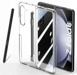 Matte Solid Color Case with S Pen Holder and Slim Screen Protector for Z Fold 8  Ultra (Clear)