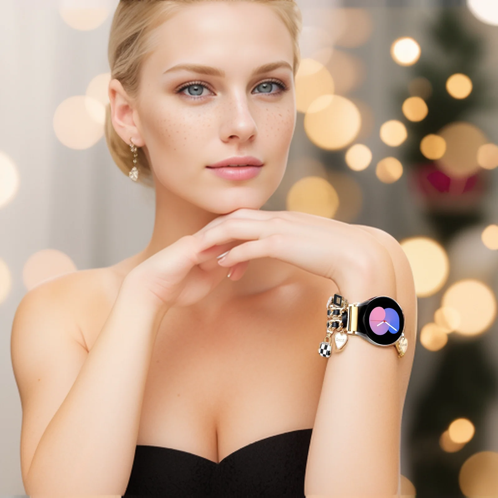 Elegant Women's Metal Bracelet Band with Pendants