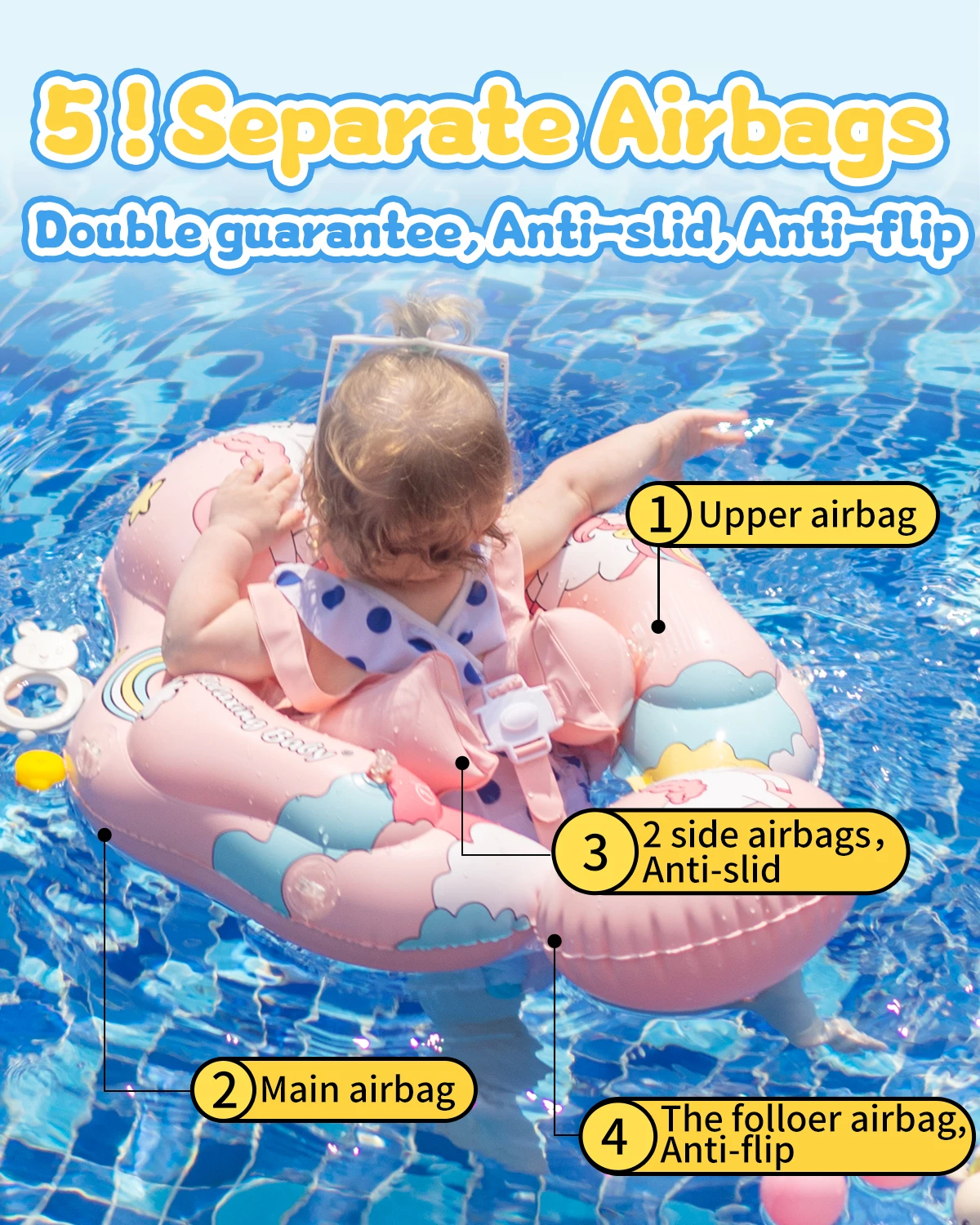 Baby Swimming Float Inflatable Dropshipping Baby Float with Canopy Infant Floating Ring Swimming Chest Floater Float Trainer 3