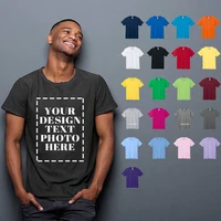 T-shirt homme 100% coton votre propre conception t-shirt homme marque Logo/image personnalisé bricolage impression t-shirt col rond hommes hauts 2