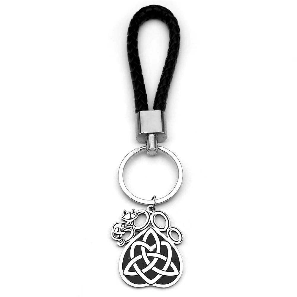 Keltischer Knoten Fuchs Katzenpfote Schlüsselanhänger für Damen Herren Edelstahl Silber Farbe Wikinger Nordeuropa Männlicher Schlüsselanhänger Schmuck Geschenk – Detail 9