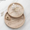 Ancient style natural cave stone decoration tray European style marble plate Round storage tray Dessert plate trays decorative 1