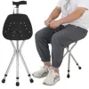 Folding Walking Cane with Seat for Seniors & Adults 300 Lbs Capacity Walking Stick Portable Crutch Chair 1