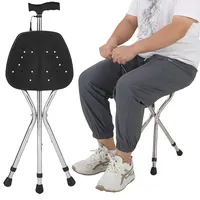 Folding Walking Cane with Seat for Seniors & Adults 300 Lbs Capacity Walking Stick Portable Crutch Chair 1