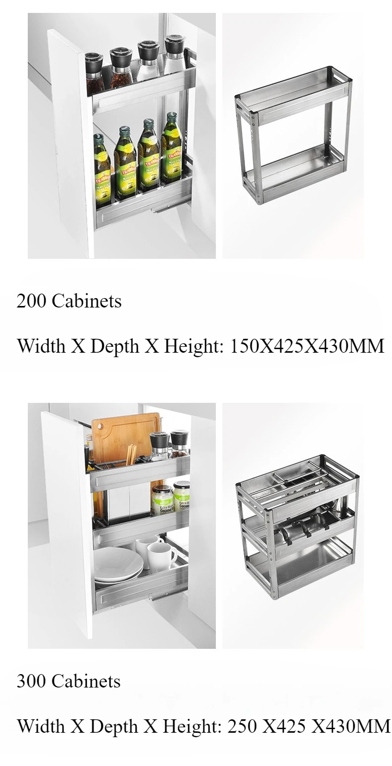 Iron Kitchen Cabinet Storage Sliding Drawer Organizer Household Freestanding Narrow Drawers Stainless Steel Spices Container