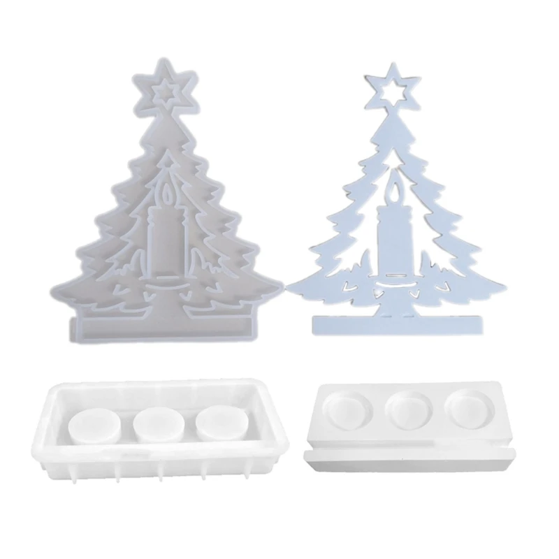 

Silicone Craft Mould 3D Holder Candlestick Molds Christmas Tree Tealight