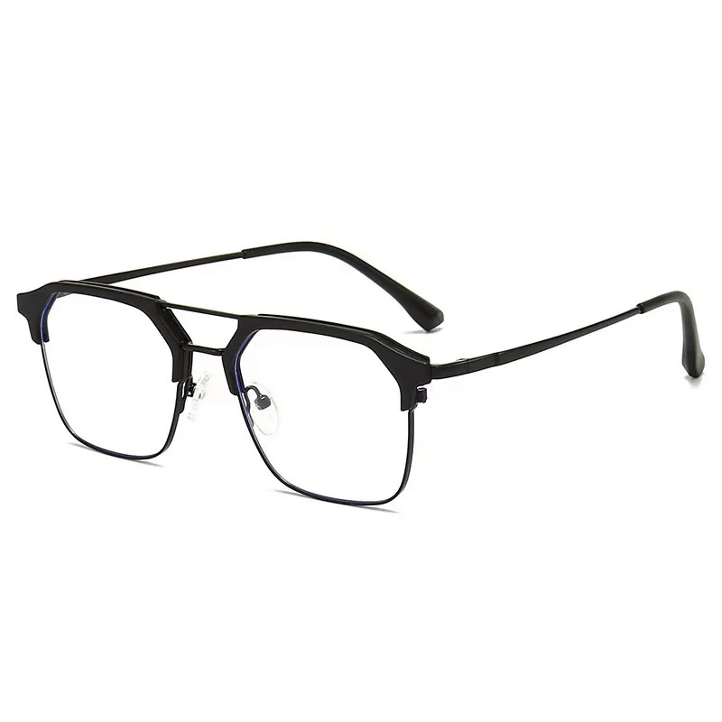 1Pcs Men Near Sight Eyeglasses Double Beam Frame Anti-blue Light Transparent Computer Myopia Reading Glasses Goggles Flat Mirror