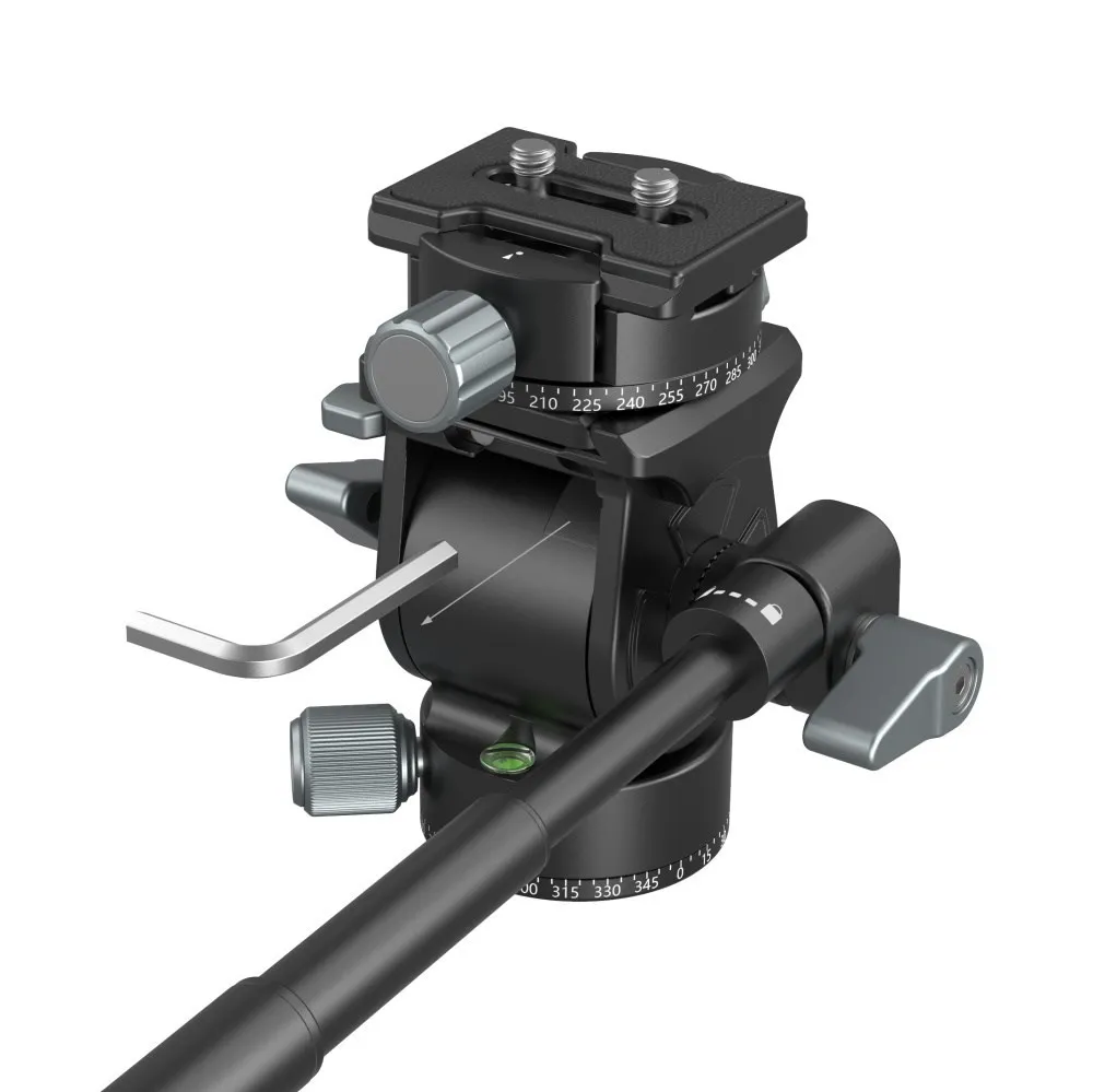 SmallRig Lightweight Fluid Video Head 360&deg; Swivel Removable Telescopic Handle Adjustable Lightweight Portable 3457 3259 camera fluid head
