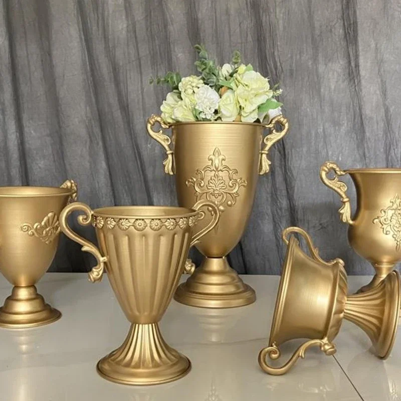 

Golden Home Tabletop Floral Arrangements Wedding Atmosphere Decoration Floral Arrangements Green Plant Flower Vase Flower Holder