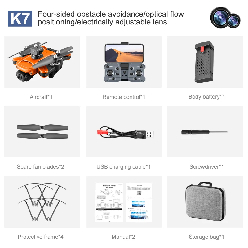 New K7 Mini Drone Professional 6K HD Camera ESC Wifi FPV with Optical Flow Obstacle Avoidance Rc Folding Quadcopter RC Helicopte micro rc helicopter RC Helicopters