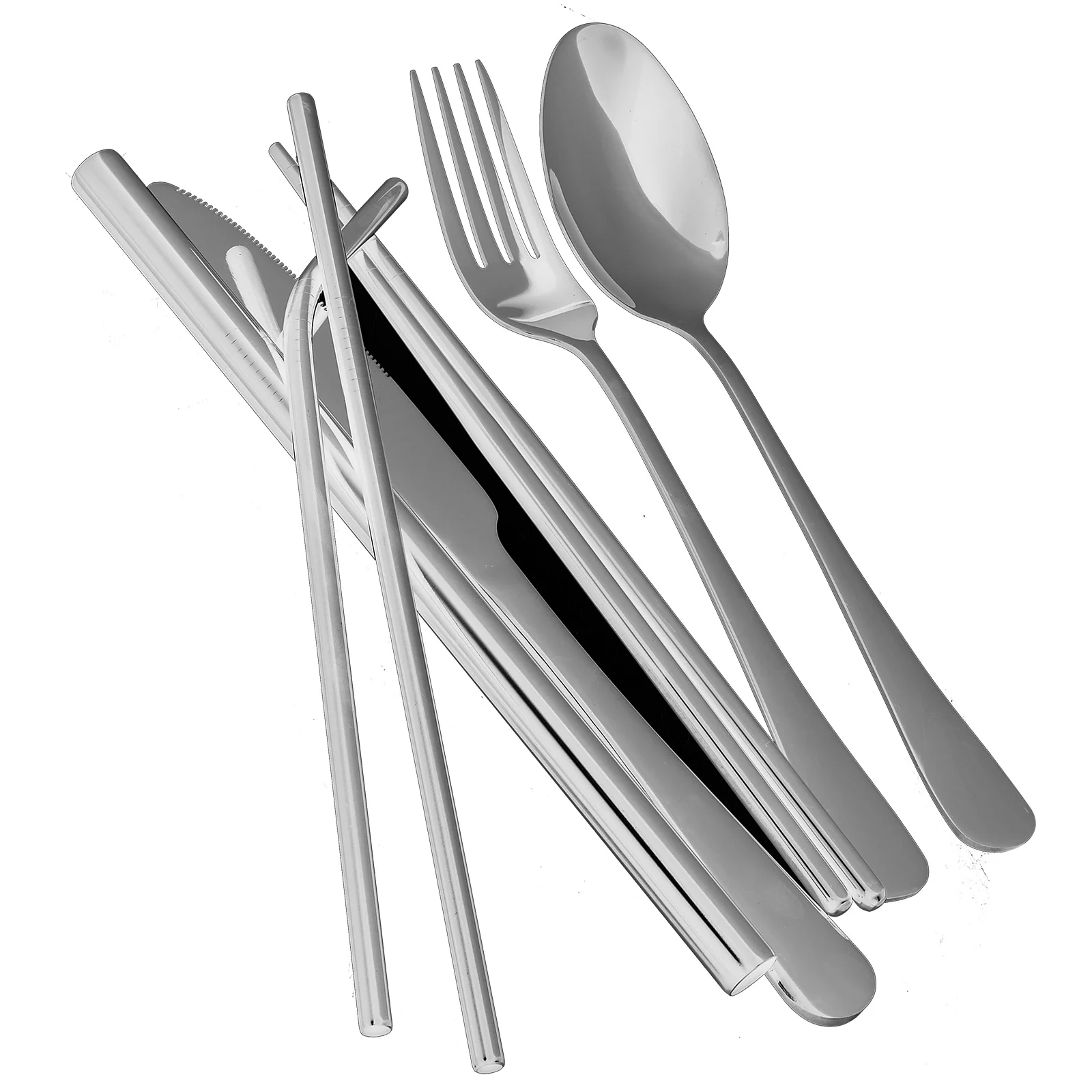 

1 set of Serving Utensils Buffet Serving Fork Spoon Chopsticks Straws for Restaurant