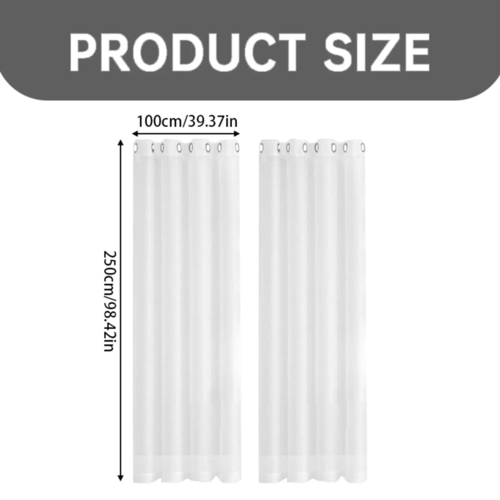 Description Picture 4 of item100*250cm White Translucent Window Screen Machine Washable Curtain Home Decoration For Living Room Bedroom 2pcs