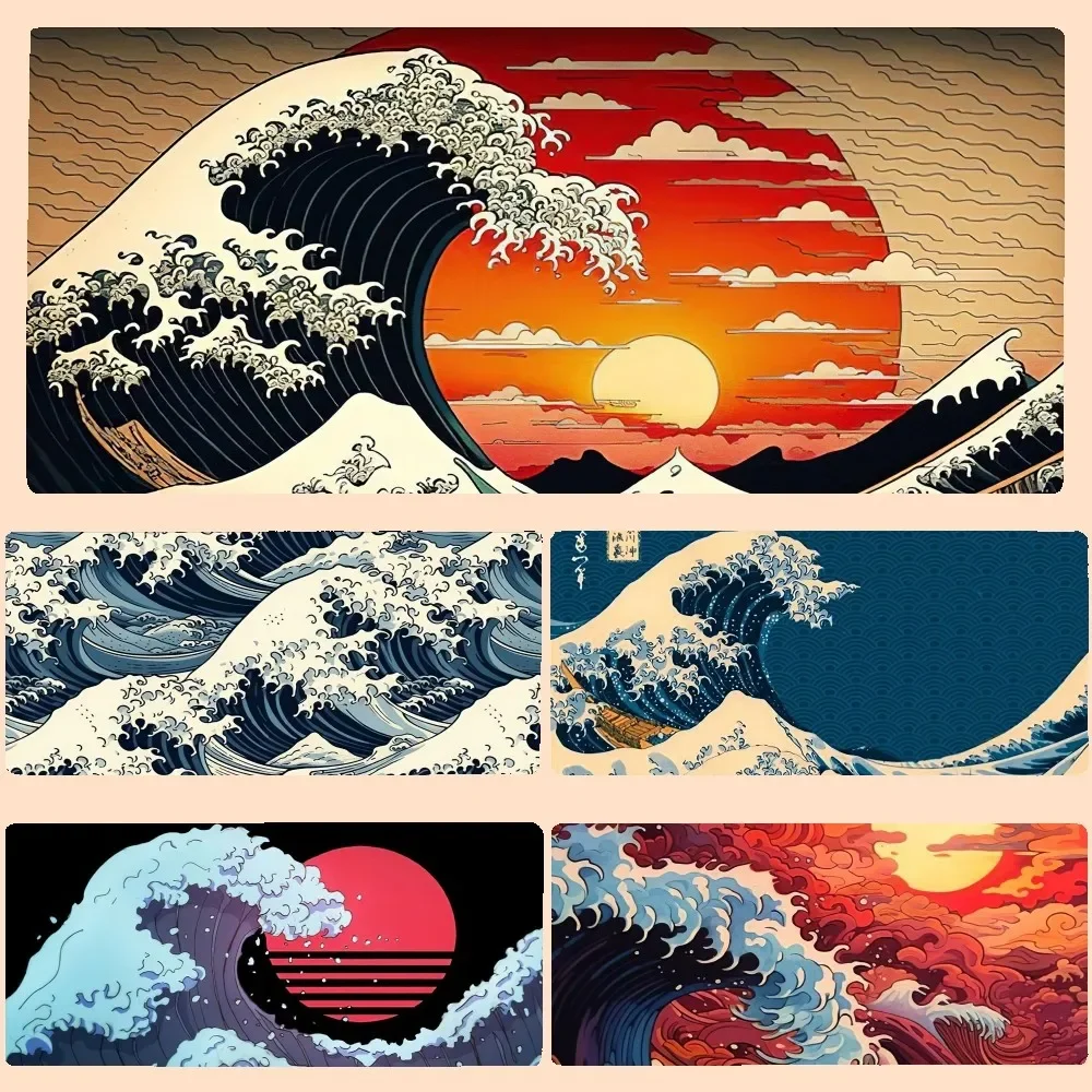 Japanese Waves Large Gaming Compute Gamer PC Keyboard pad Mouse Mat desk accessories office desk mat gamer pad table Mouse Pad mouse pad,gaming mousepad