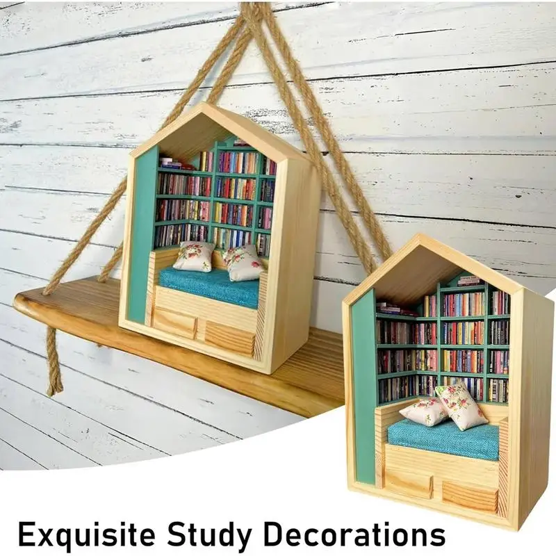 Shake Away Anxiety Bookshelf Mini Wooden Book Display Cabinet With - View #11