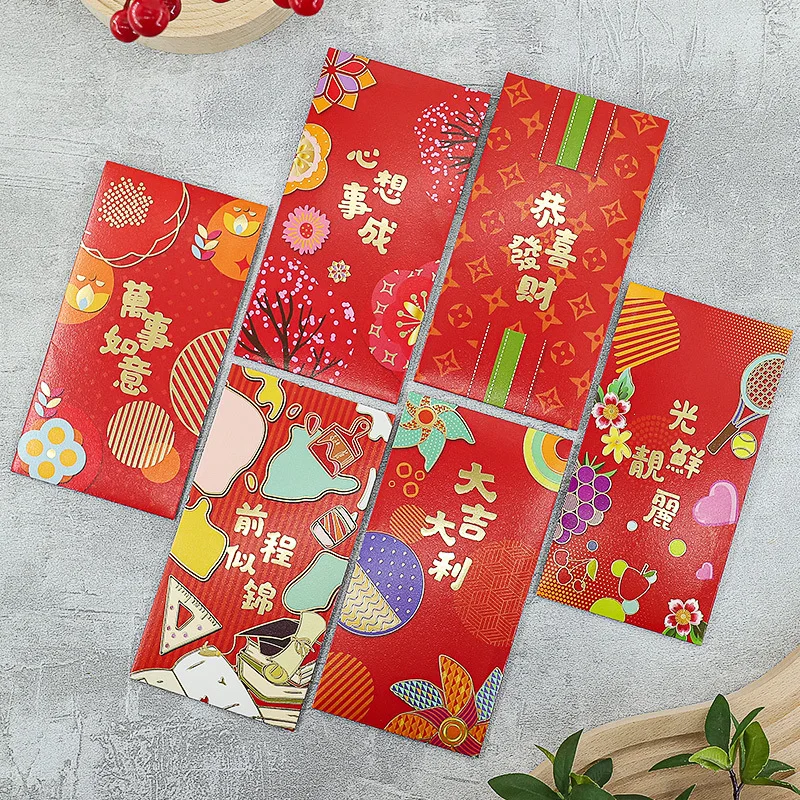 

(12 Pieces/lot) Red Envelopes New Year Children's Gift Money Creative Personality Thickened Hard Cardboard Hongbao
