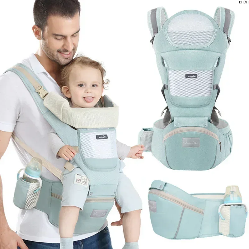 Portable Ergonomic Baby Carrier with Storage Bag-Kangaroo Shoulder Sling for Infants and Toddlers, Hip Seat for 3-36 Months