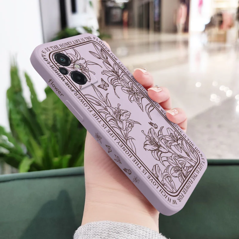 Elegant Line Art Floral Silicone Phone Case