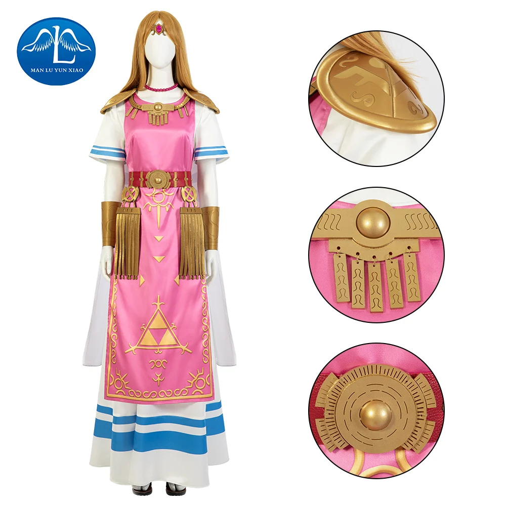 

SSB Princess Zelda Cosplay Custome Dress for Girls Zelda Anime Game Halloween Customes for Women