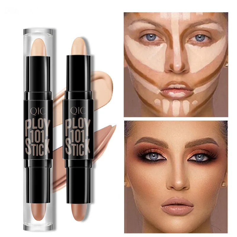 Highlight & Contour Stick Double-end Face Cosmetics Oil-control Concealer Pencil Facial Corrector Pen Long Lasting Makeup