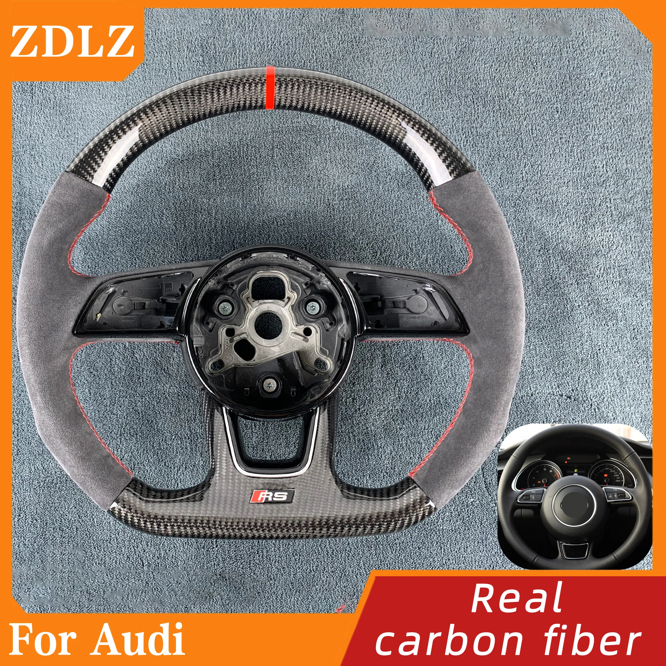 

Автомобильные аксессуары для Audi 2018 2019 2020 2021 A3 A4 A5 RS3 RS4 RS5 S3 S4 S5 S6, индивидуальное рулевое колесо из углеродного волокна и замши