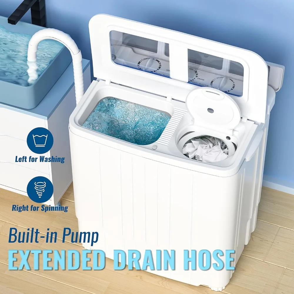 Portable washingmachine and dryer, 14.5 pound mini washing machine combined with rotary dryer, compact twin drum washing machine 3