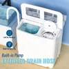 Portable washingmachine and dryer, 14.5 pound mini washing machine combined with rotary dryer, compact twin drum washing machine 3