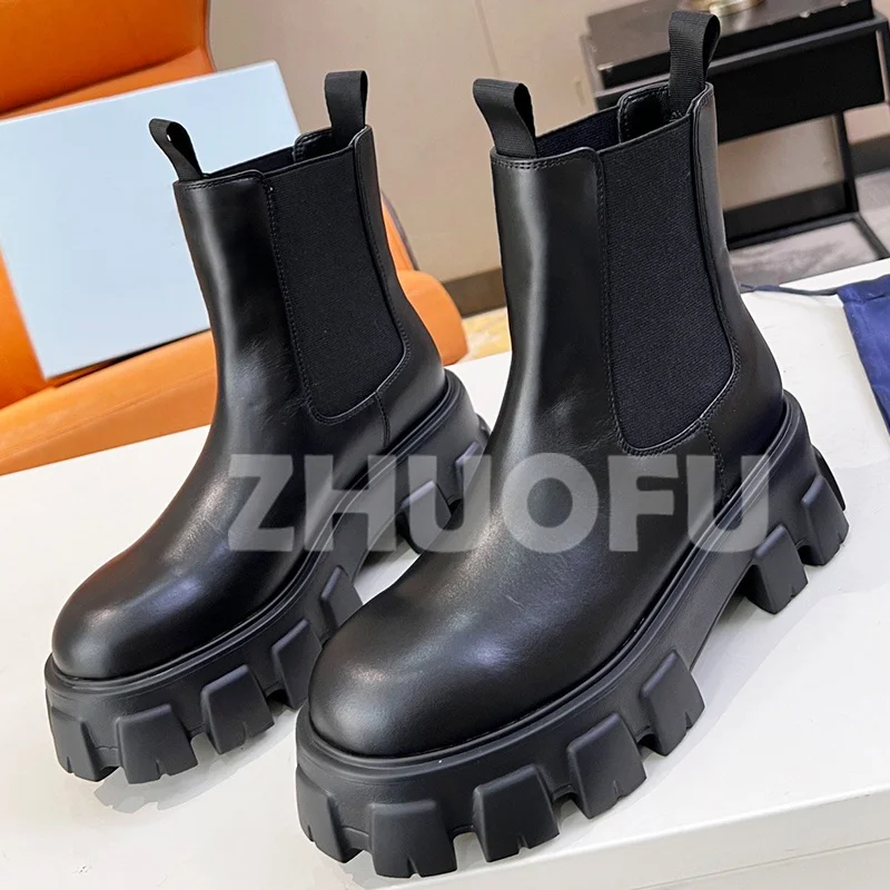 

Women Short Boots Spring Autumn 2023 Genuine Leather Upper Solid Color Round Female Shoes Fashion Versatile Ankel Boots