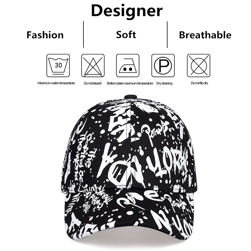 Baseball Caps Unisex Letter Graffiti Print Spring and Autumn Outdoor Adjustable Casual Sunscreen Hat