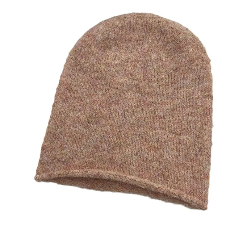 Japanese wool yarn knitted pile cap women's autumn and winter new fashionable warm ear protection head cap