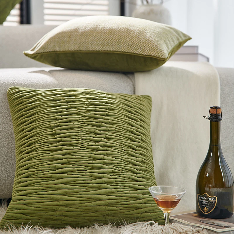 Nordic Green Light Luxury  Pillow Cover Modern Minimalism Pillow Cases Home Living Room Sofa  Bedhead Cushion Cover Decorative