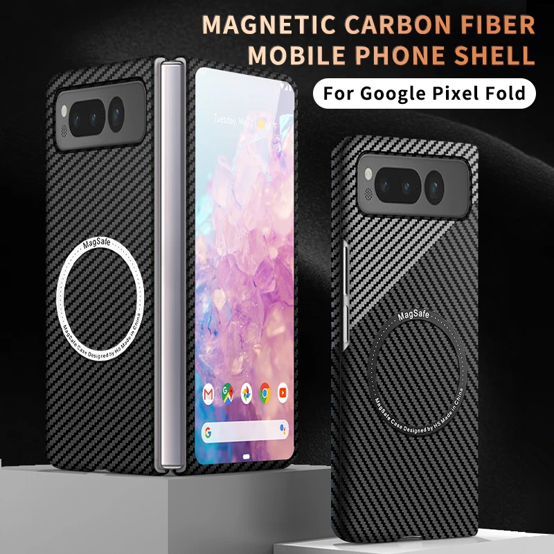 

Для Google Pixel Fold PixelFold Magsafe, магнитная Беспроводная зарядка из углеродного волокна, Ультратонкий матовый чехол, аксессуары