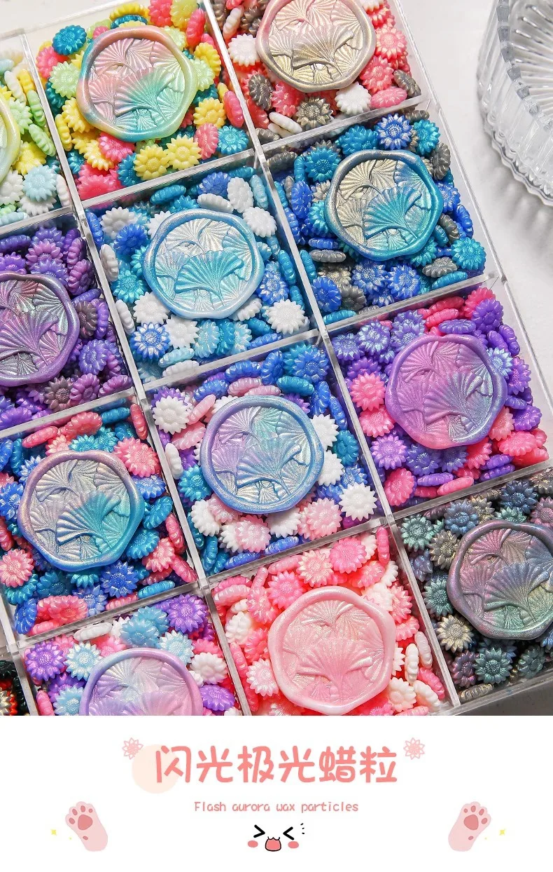 100 Stück/Beutel Aurora Sonnenblume, gemischte Farben, Siegelwachsperlen, für Hochzeitseinladungen, Umschläge, Wein-Geschenkverpackungen – Detail 1