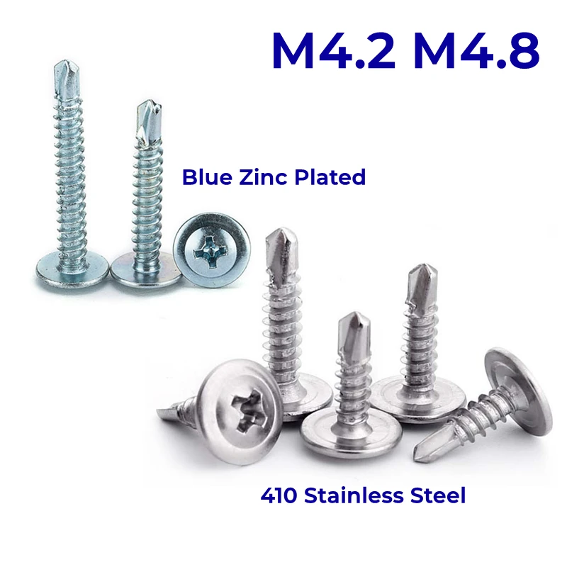 

M4.2 M4.8 410 Stainless Steel/Blue Zinc Plated Cross Truss Head Self-tapping Drilling Tail Screw Large Flat Head Dovetail Screws
