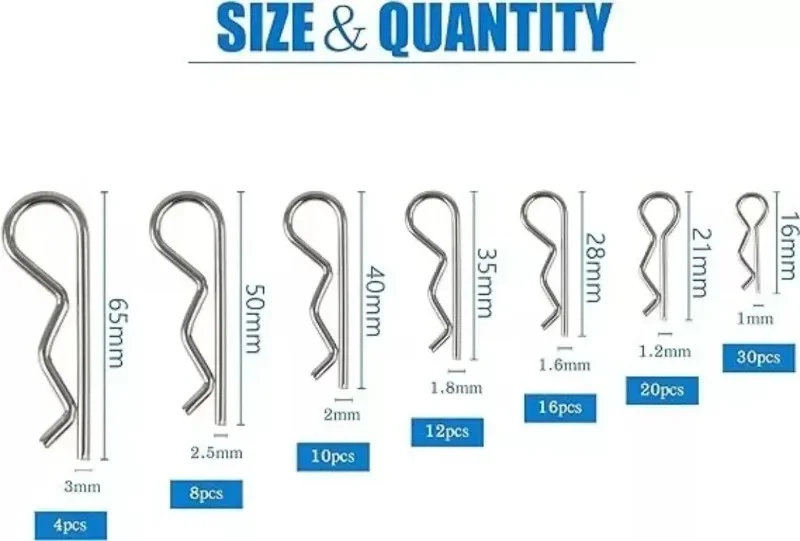 สลักล็อคสปริงสแตนเลส 100 ชิ้น/กล่อง รูปทรงคลื่น สำหรับเครื่องมือยึดติด 1