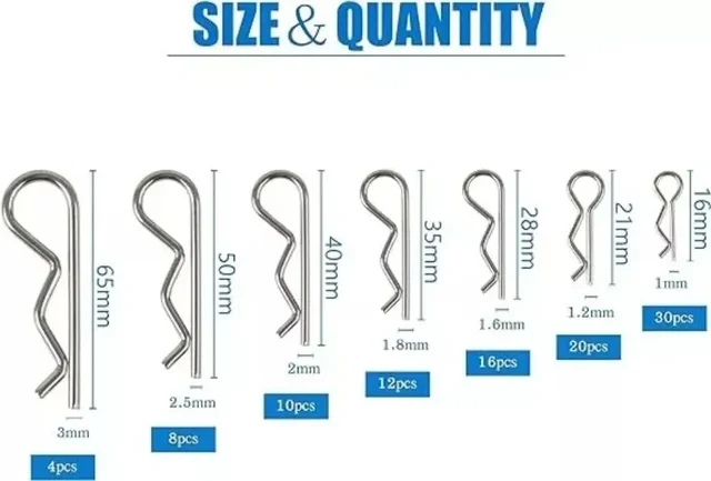 สลักล็อคสปริงสแตนเลส 100 ชิ้น/กล่อง รูปทรงคลื่น สำหรับเครื่องมือยึดติด 1