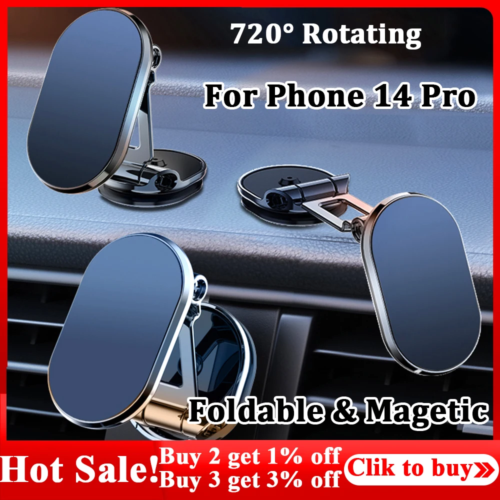 Magnetic Phone Holder For Car, Universal Folding Car Dashboard Windshield  For Tesla Phone Holder Mount 360 Rotation