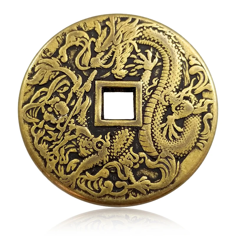 Chinese Dragon Antique Coin Mountain Ghost Bronze Brass Hangable