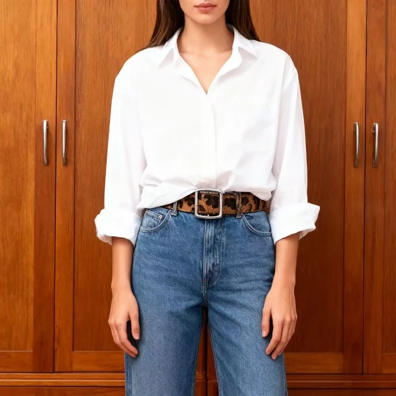 Boho Faux Leopard Print PU Belt - Adjustable Slim Waist Definition for Dresses & Bohemian Outfits, Vegan Leather Strap