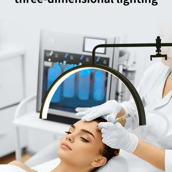 LED 문라이트 블랙 화이트 속눈썹 라이트, 하프 링 플로어 램프, 문신 뷰티 살롱 속눈썹 메이크업용 LED 래쉬 라이트, 모던 50W