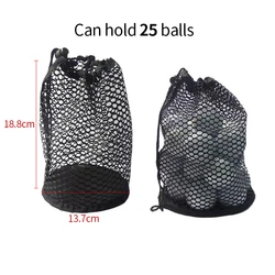 Golf Sports Mesh Net Drawstring Pouch for Ball Carrying - Nylon Golf & Tennis Bag Accessories (M Can hold 25 balls)