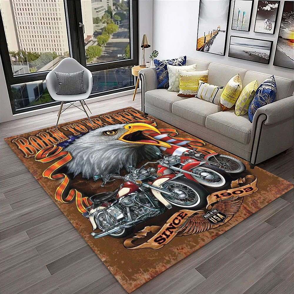 Motorhead Rug 3D Retro Motorcycle Vintage Carpet Rug for Home Living Room Bedroom ...