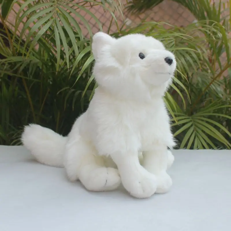 

High Quality Plush Stuffed Doll Toy White Foxes Real Life Wildlife Silver Fox Model Gifts