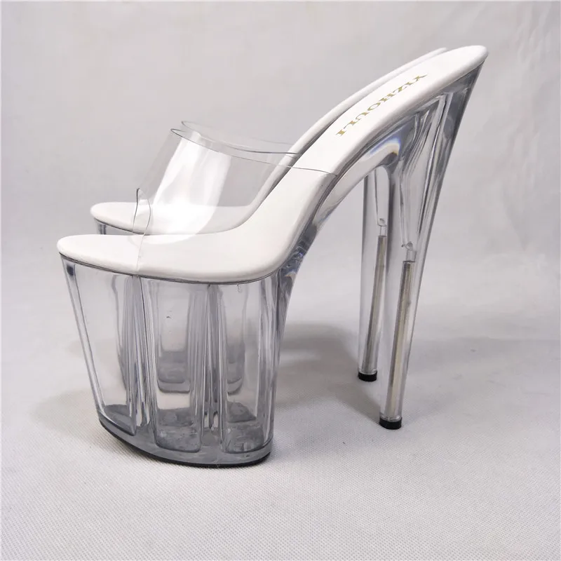 Summer 8 inch transparent heels, gorgeous crystal 20 cm sexy women's shoes, club stage dance shoes